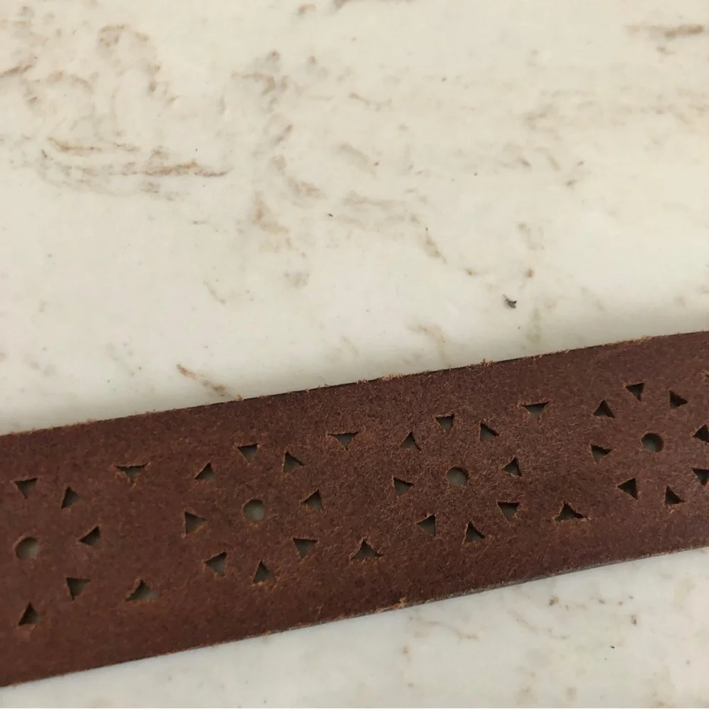 New Italian Leather Belt Brown/Turquoise Buckle Made in Canada Size L - Picture 7 of 10